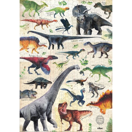 Puzzle 500 Dinozaury z kartami edukacyjnymi, Vilac