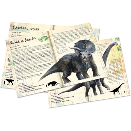 3 puzzle 200 Dinozaury z plakatami, Vilac