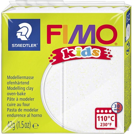 FIMO® Kids glina polimerowa 42 g - biała brokatowa