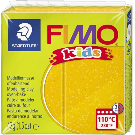 FIMO® Kids glina polimerowa 42 g - żółta brokatowa