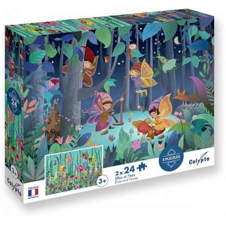 Puzzle 2x24 el. Wróżki i Elfy, Calypto